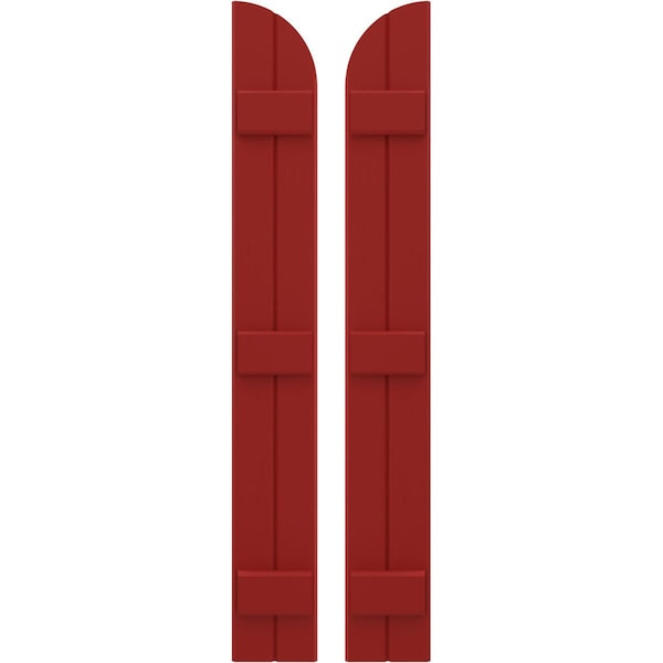 Ekena Millwork Americraft 2-Board (3 Batten) Wood Joined Board-n-Batten Shutters w/ Arch Top, ARW401BQ207X77BRH, PR ARW401BQ207X77BRH - main
